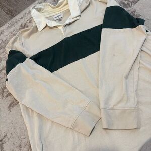 Goodfellow & Co Cream and Green Rugby Shirt